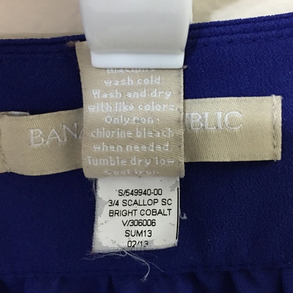 BANANA REPUBLIC Bright Cobalt Blue Purple Scoop Neck Petite Small Blouse Top - Picture 6 of 6